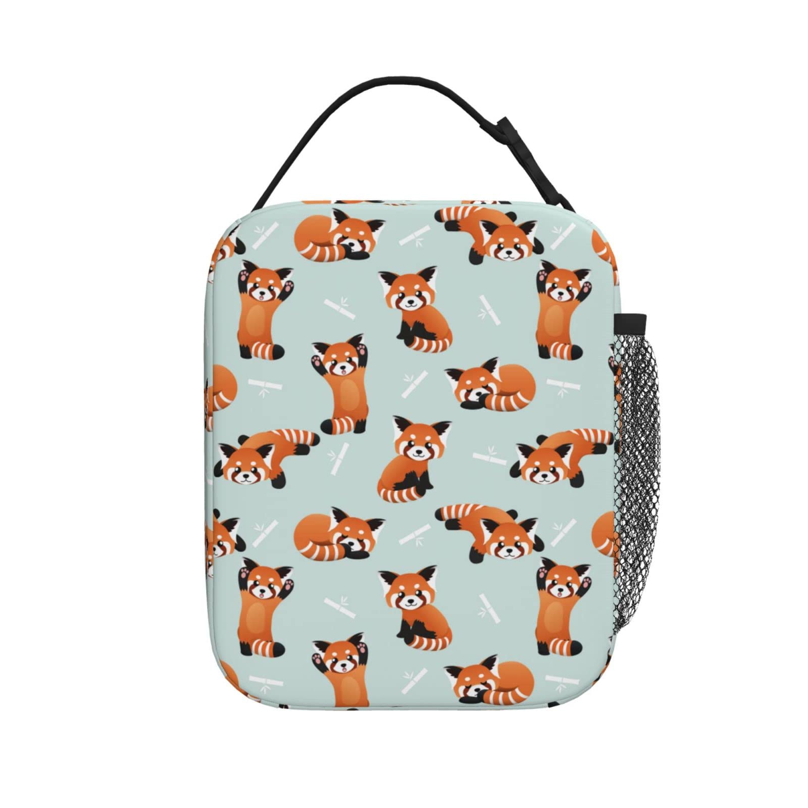 Fzoyraiw Red Panda And Bamboo Insulated Lunch Bag Reusable Lunch Box For Office Work School Picnic Beach