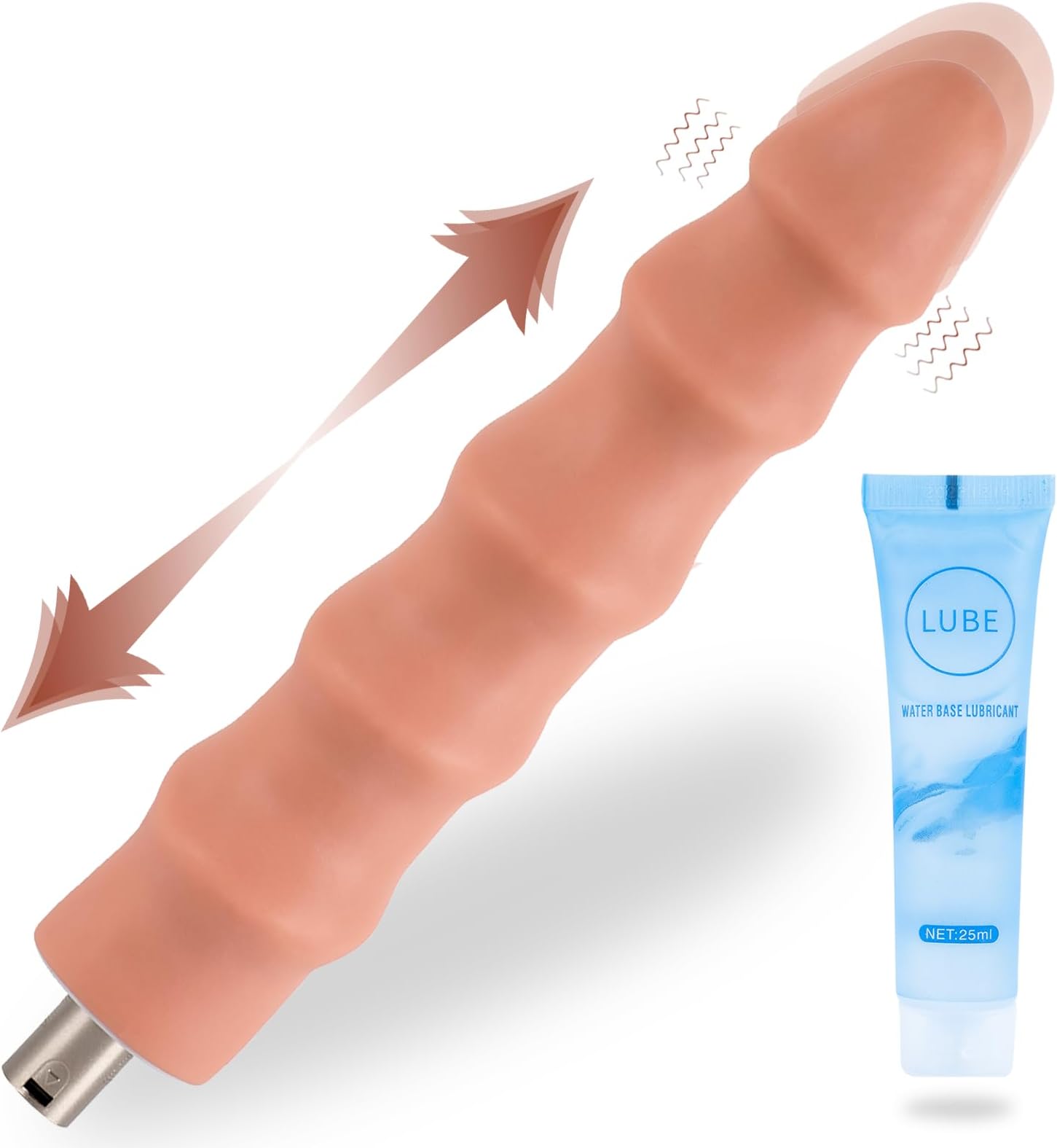 Sex Machine Attachments to Lifelike Dildos- Realistic Flexible Shaft with Textured Design - Easy to Use with Most Love Machines - 9.6in Flesh