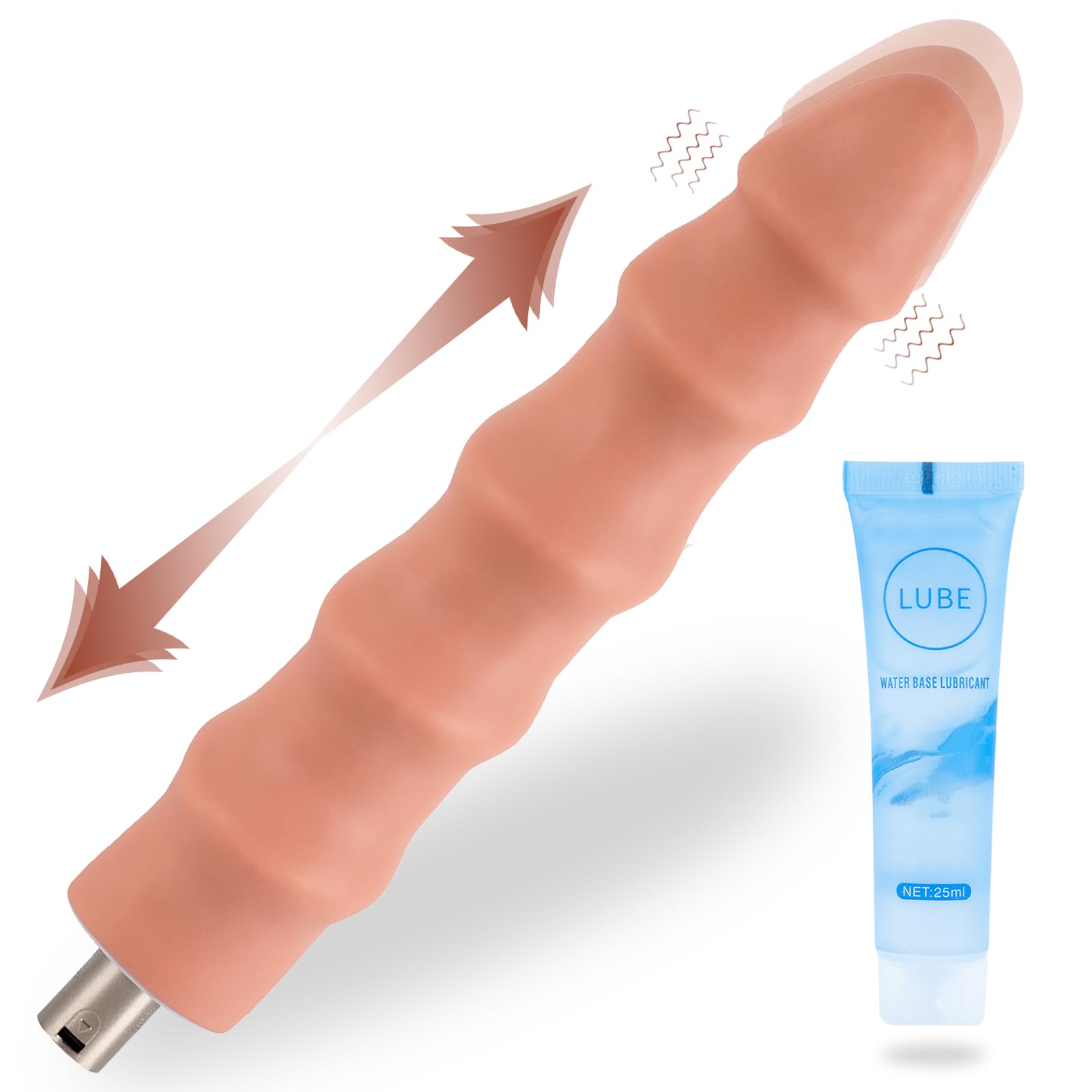 Sex Machine Attachments to Lifelike Dildos- Realistic Flexible Shaft with Textured Design - Easy to Use with Most Love Machines - 9.6in Flesh