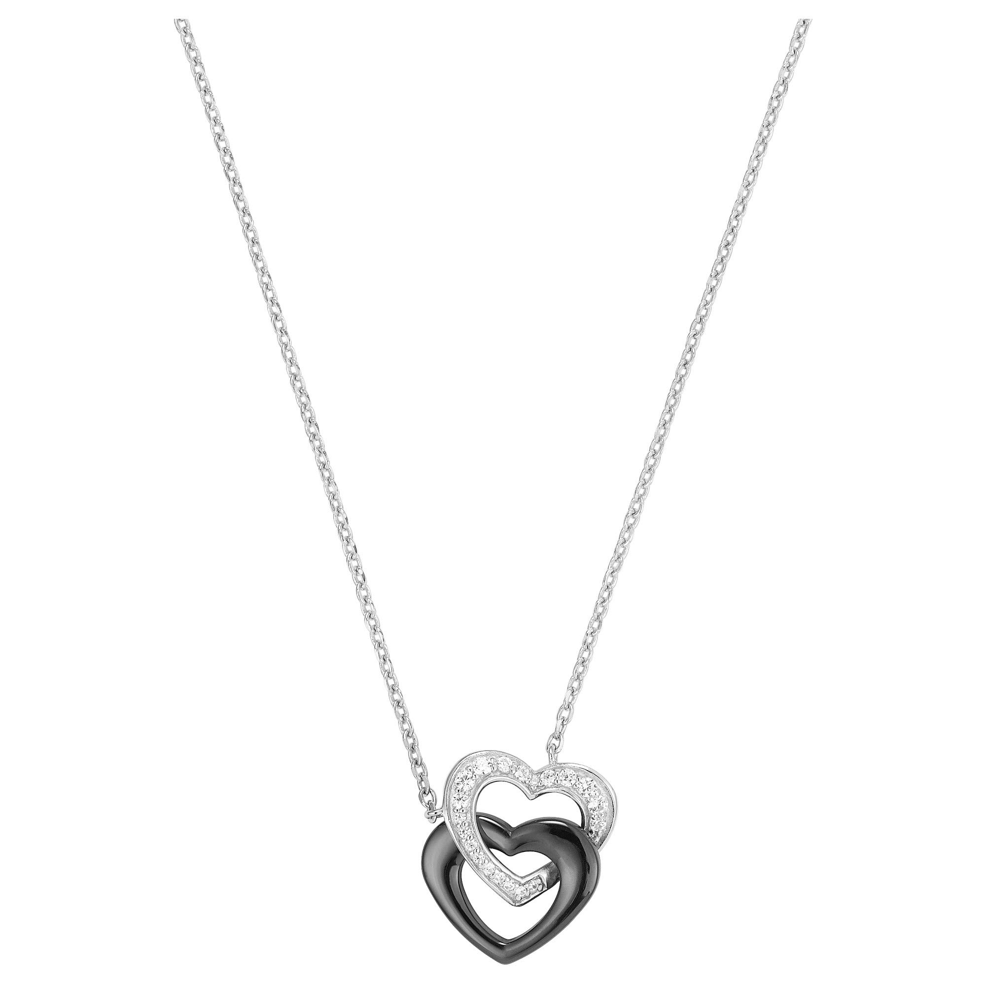 1-72/0005-N - Collier Femme - Argent 925/1000 3.2 gr - Céramique Noire et Oxyde de zirconium Blanc - 45 cm