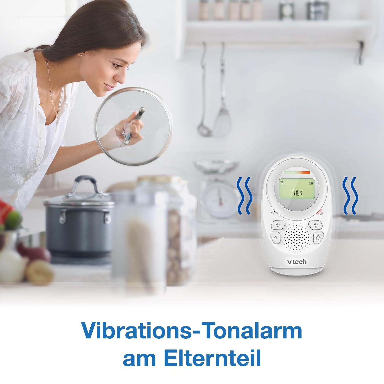 Vtech Digitales Audio-Babyphon DM1211 – Mit DECT-Technologie, Gegensprechfunktion, LCD-Lautstärkeanzeige, Temperatursensor, Nachtlicht u. v. m. – Mit Eltern- und Babyeinheit