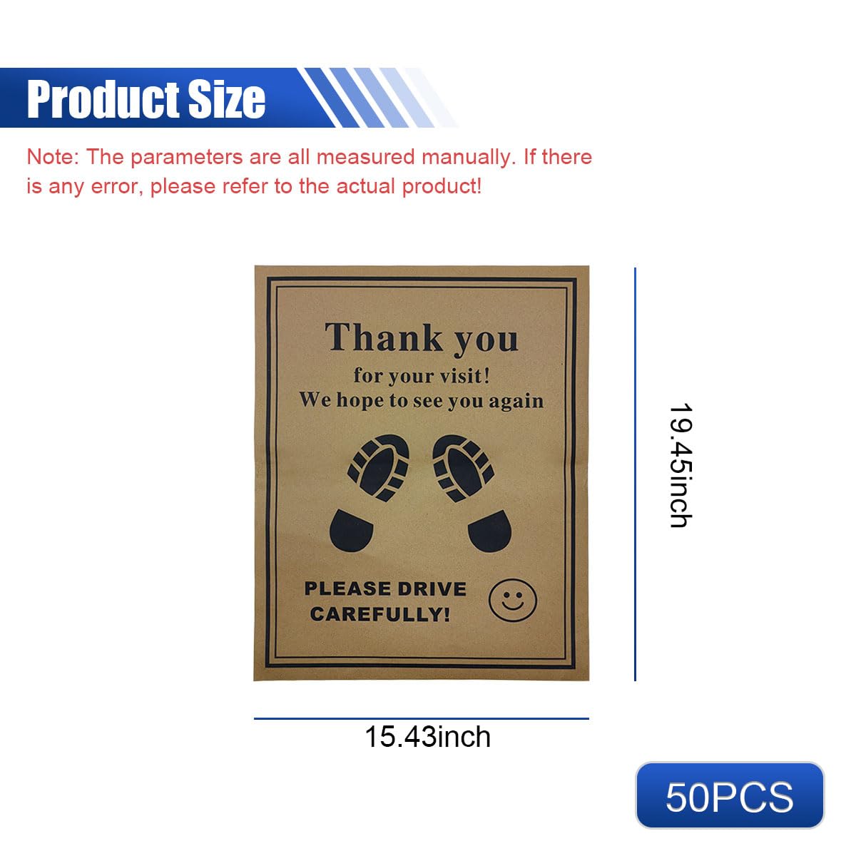 UHANBUT 50PCS Car Kraft Paper Floor Mats 15x19 Inch Waterproof Temporary Vehicle Floor Protective Pads Disposable Automotive Wash — view 2