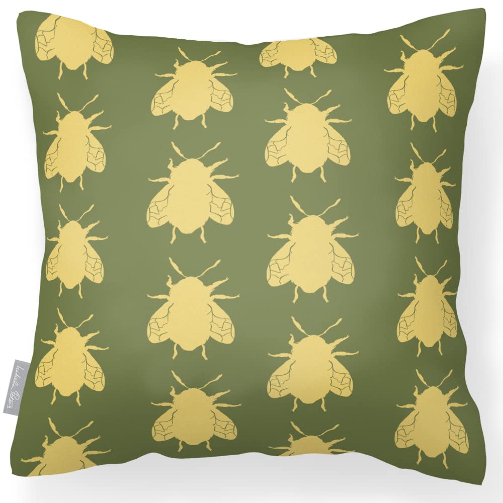 Izabela Peters Bees - Sage Outdoor Cushions Waterproof, 43 Cm, Filled Outdoor Cushion, Garden Furniture Cushions, Outdoor Seat Cushions, Garden Chair Cushions