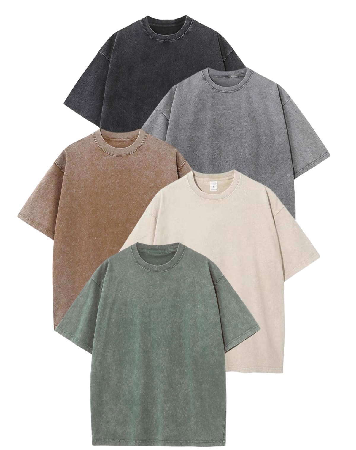 Maglietta da uomo oversize da palestra, vestibilità ampia, in cotone pesante, lavaggio acido, vintage, unisex