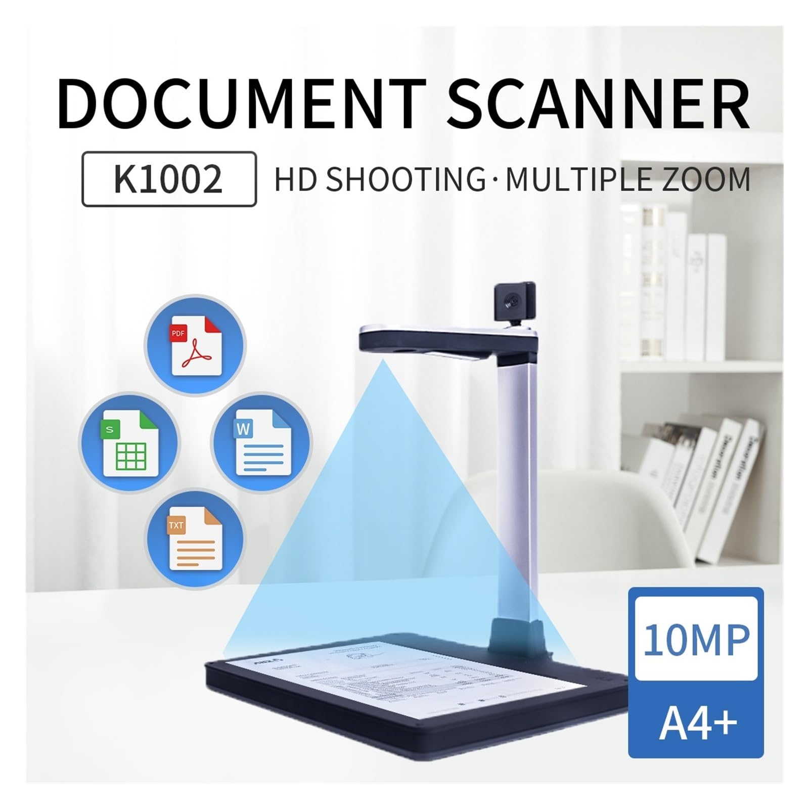 Scanner per documenti, Fotocamera for scanner di documenti for insegnare con fotografici in formato A4 HD da 10 MP for PC portatile Formazione online OCR