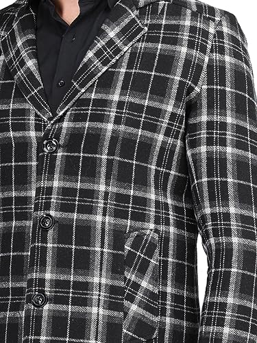 Image of CHKOKKO Men Wool Blend Stylish Long Winter Coat Single Breasted Thigh Length Overcoat With Elegant Spread Collar & Practical Front Side Pockets For Formal Or Semi-Formal Occasions
