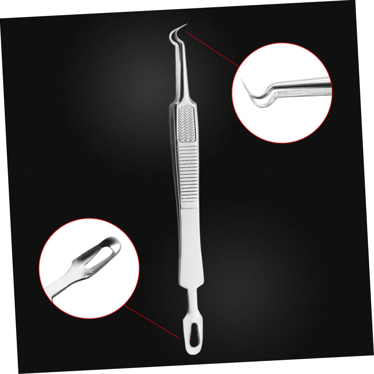 Mikinona 2sets Stainless Steel Pimple Tweezers Blackhead Extractor Kit for Nose Cleaning 3pcs*2