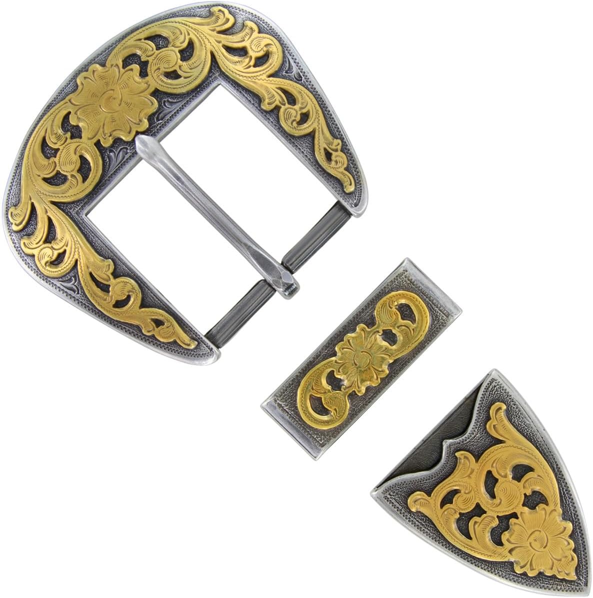 Cowboy Cowgirl Western Floral Engraved Replacement Belt Buckle Set fits 1-1/2"(38mm) Belt Strap