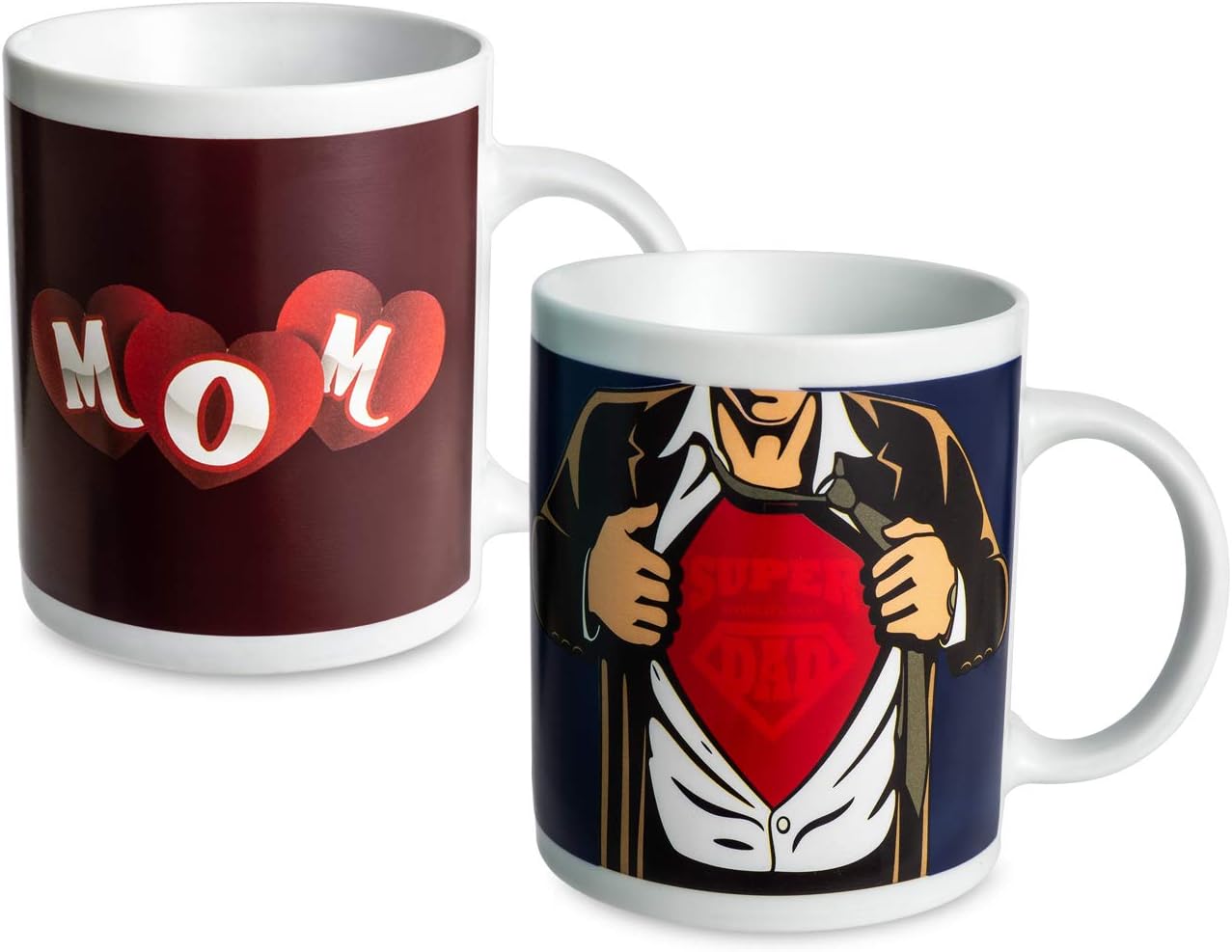 Coffee Mugs,AMASKY Color Changing Mug,Heat Sensitive Magic Art Cup,Large Coffee Tea Plum Blossom Porcelain Mugs, Great Gift for Mom & Dad in Mother's Day or Father's Day and Christmas(A Pair in Pack).