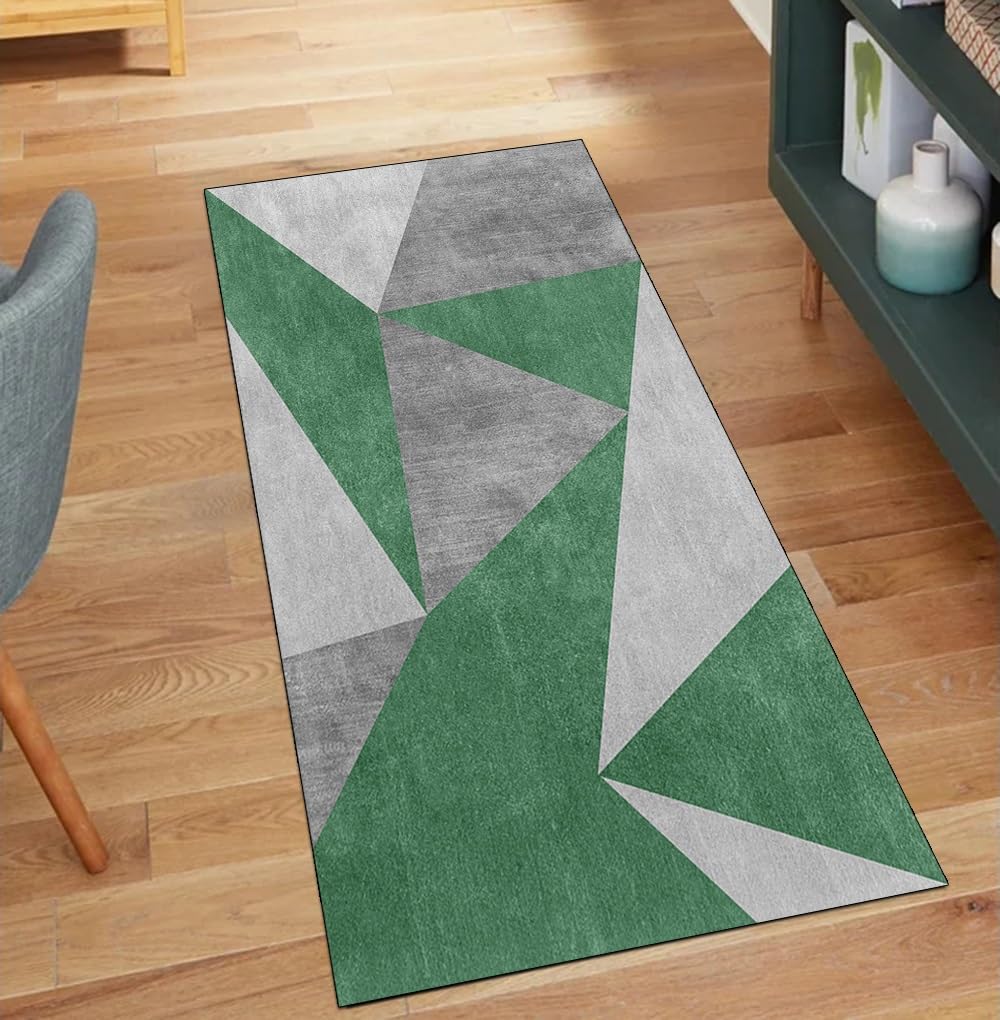 Alfombra pasillo verde 90x150 cm lavable y antideslizante para decoracion del hogar