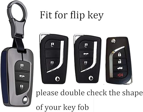 Miniatura 3 de ontto Funda para llavero para Toyota Levin Camry Highlander con tapa para control remoto, Negro-b