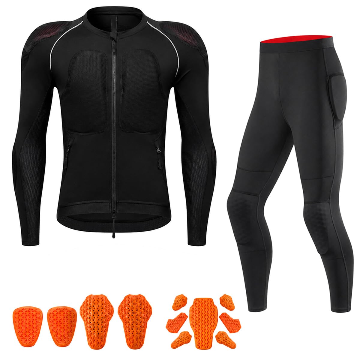 Ensemble veste pantalon moto homme, équipement CE pour trajets quotidiens | Panneaux Mesh Respirants, Protections Amovibles Épaules Coudes Dos, Design Léger et Détails Réfléchissants Pour La Conduite