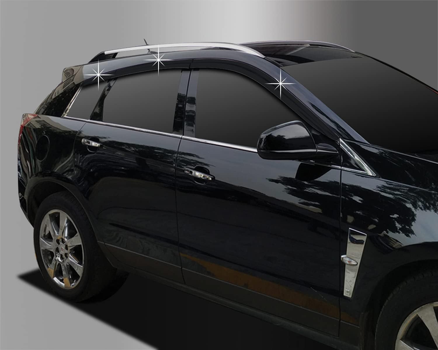 AUTOCLOVER Tape-On Rain Guards Window Visors 6 Pcs Set for Cadillac SRX 2010 2011 2012 2013 2014 2015 2016 / Window Deflectors, Out-Channel Vent Shades (Black)