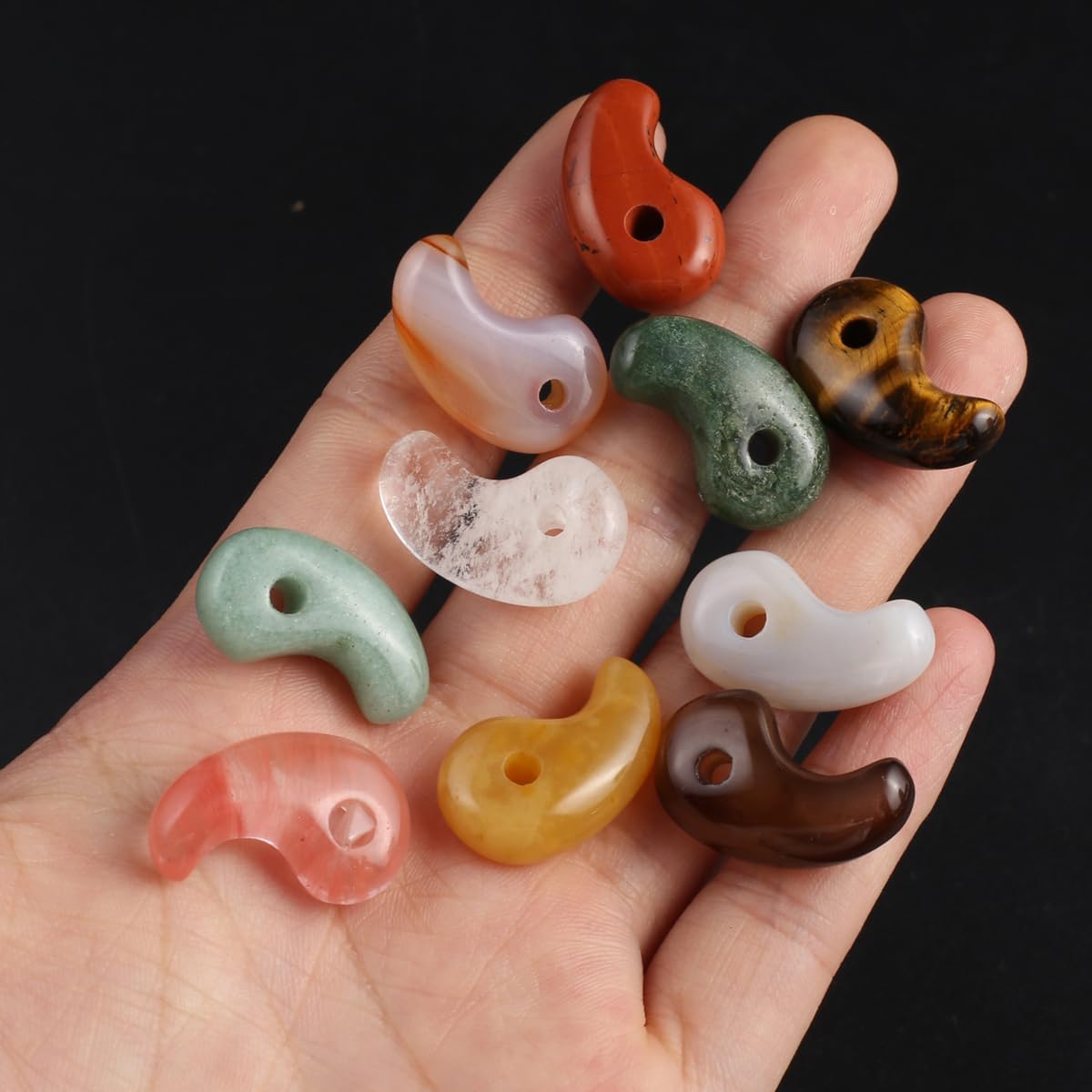 10pcs Natural Stone Pendant Rose Quartzs Unakite Comma Shape Charm for Jewelry Making DIY Accessories Fit Necklaces(Mixed Colors) - Image 2