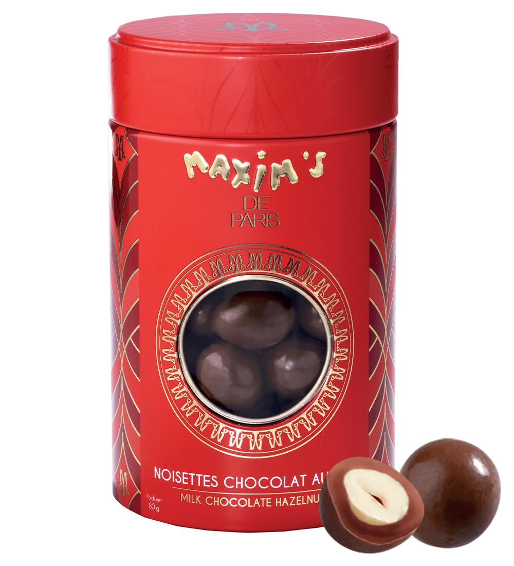 Maxim's De Paris - Milk Chocolate Covered Hazelnut in Metal Tin, 2.8oz