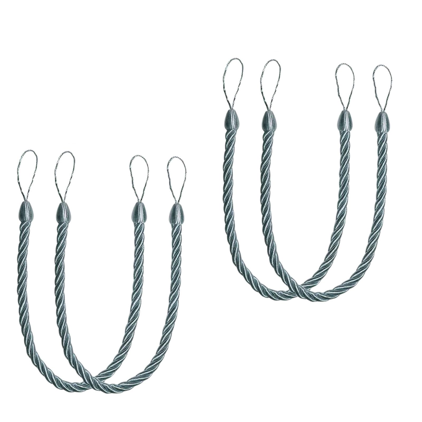 4Pack Bohos Styles Cotton Rope Curtain Tiebacks Decorative Holdbacks for Home and Drapery Natural Cotton Rope