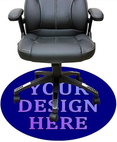 Vista 7 de Tapete redondo personalizado para silla de oficina para suelo de madera dura, tapete personalizado para silla de computadora, diseña tu imagen, Negro