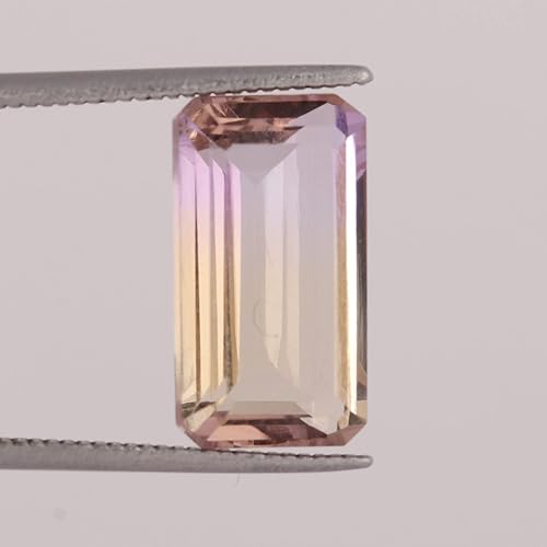 Miniatura 4 de GEMHUB Piedra preciosa curativa de cristal ametrino natural amarillo púrpura de corte esmeralda de 5.7 quilates, para fabricación de joyas, Gema,