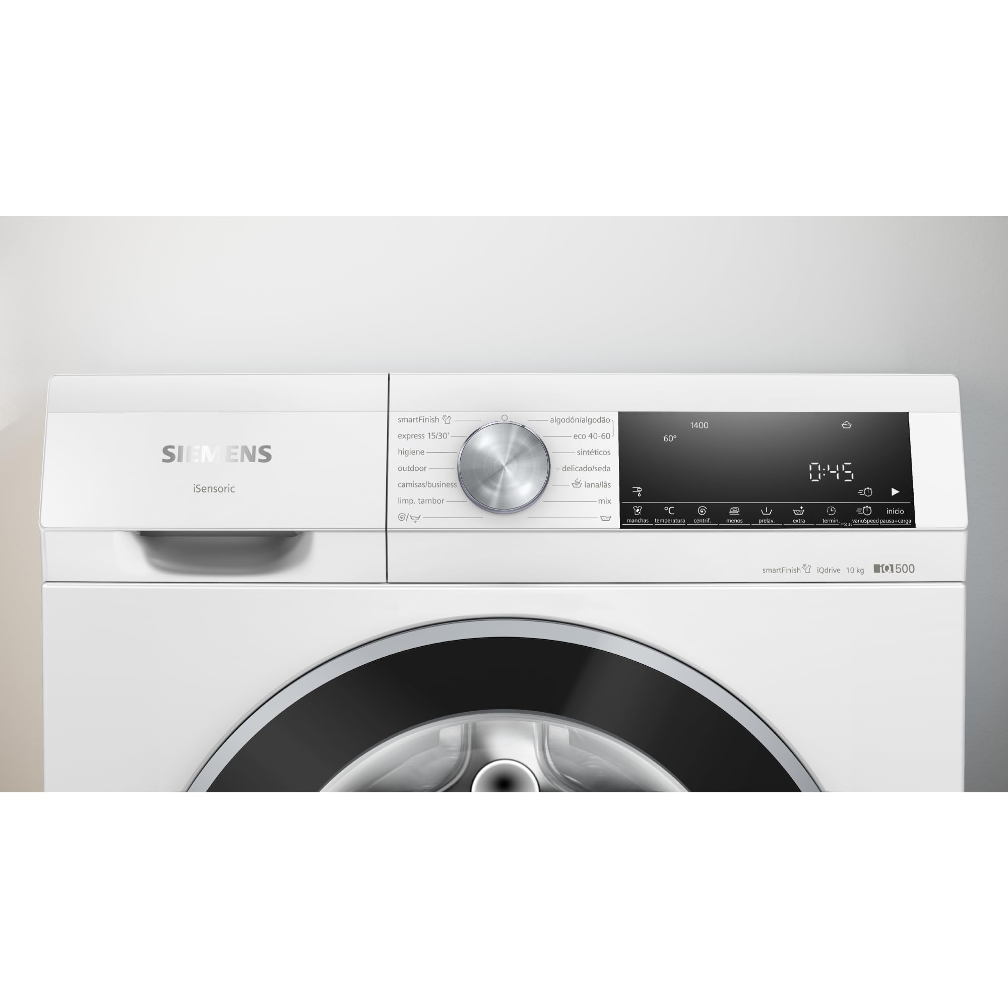 Siemens - Lavadora de carga frontal, 10 kg, iQ500, smartFinish, antiManchas, Blanco, WG54G2Z1ES