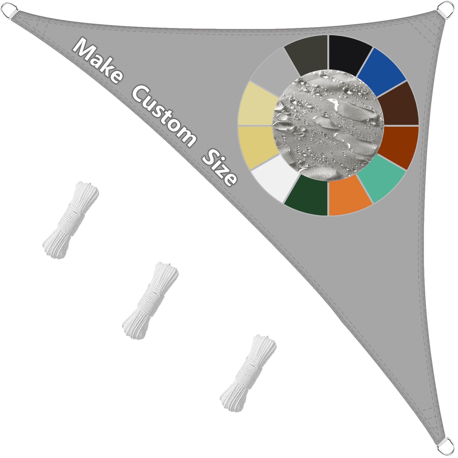 Sonnensegel Sonnenschutz Segel 2x2x3M, Sonnenschutz Plane, Wetterschutz Wasserabweisend UV-Schutz, inkl Befestigungsseile perfekt für den Außenbereich - Hellgrau