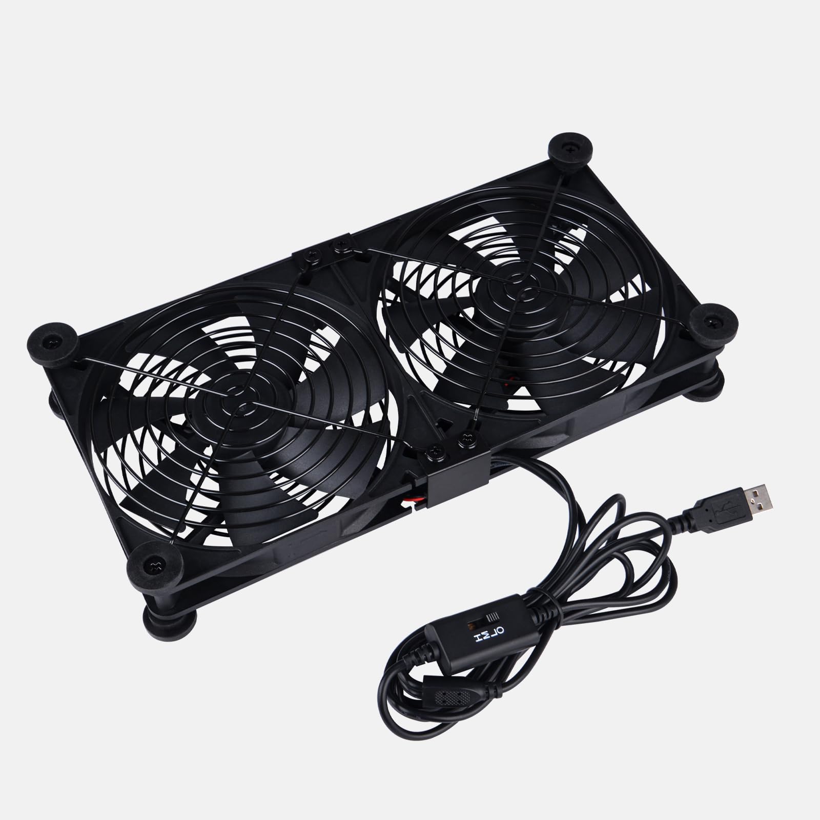Ventola di raffreddamento silenziosa per router, 140 mm, con regolatore di velocità L/M/H a 3 gradi, DC 5 V, alimentazione USB, ventola di raffreddamento per router, modem, ricevitore, DVR