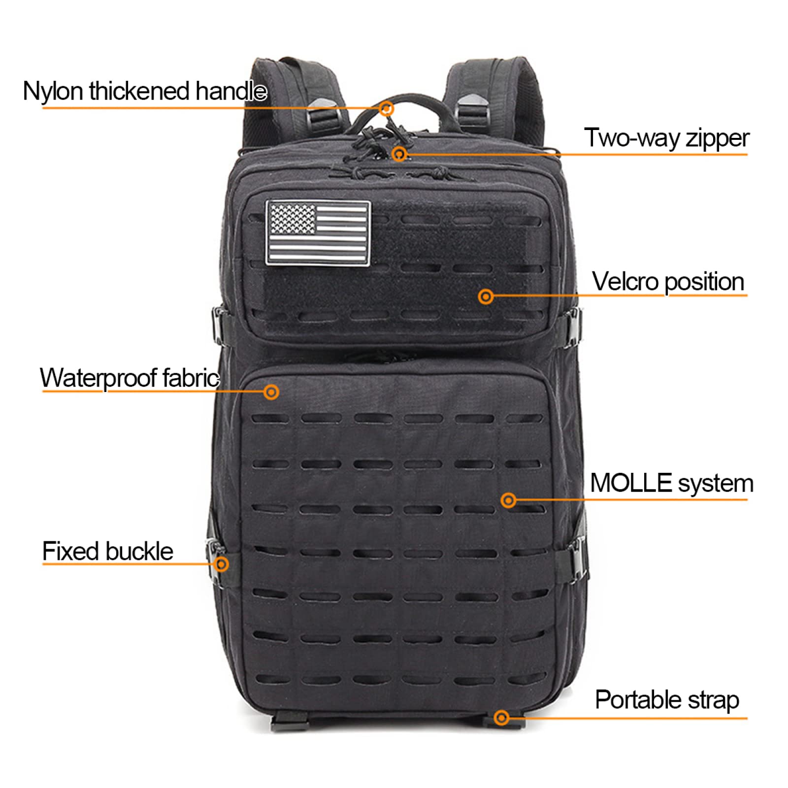 YUANZHOU Mochila táctica de 50L, mochilas grandes, mochila de asalto para exteriores, senderismo, Camping, senderismo, caza, montañismo, viajes,Blue