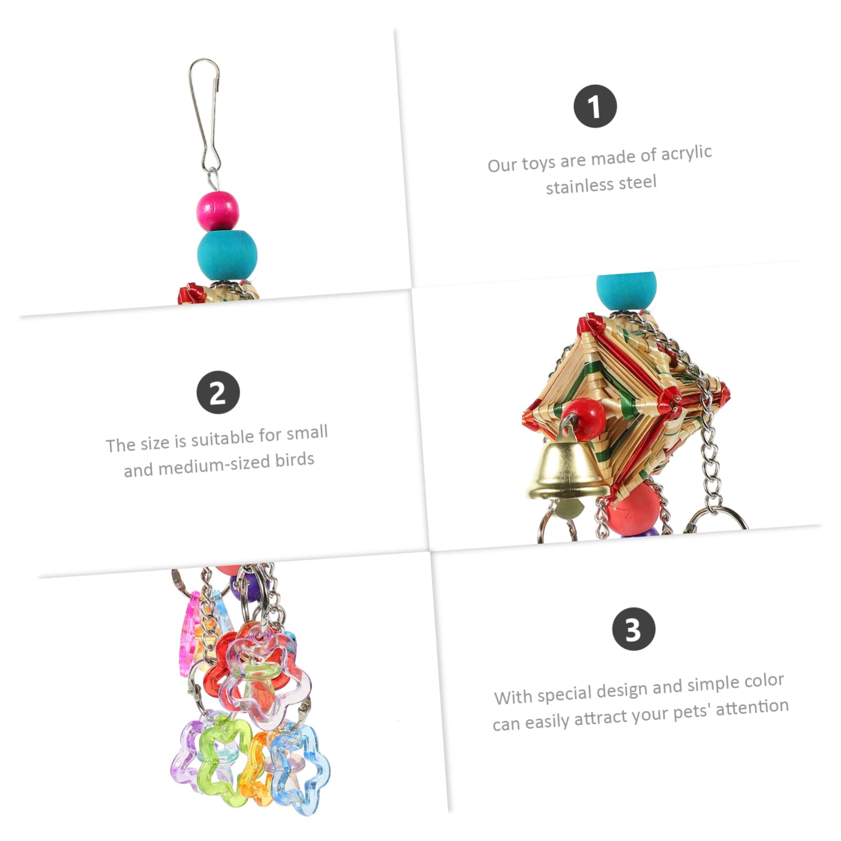 ABOOFAN 4pièces Jouet à Mâcher pour Perroquet Acrylique Suspendu Accessoire pour Oiseaux pour Perroquets Oiseaux De