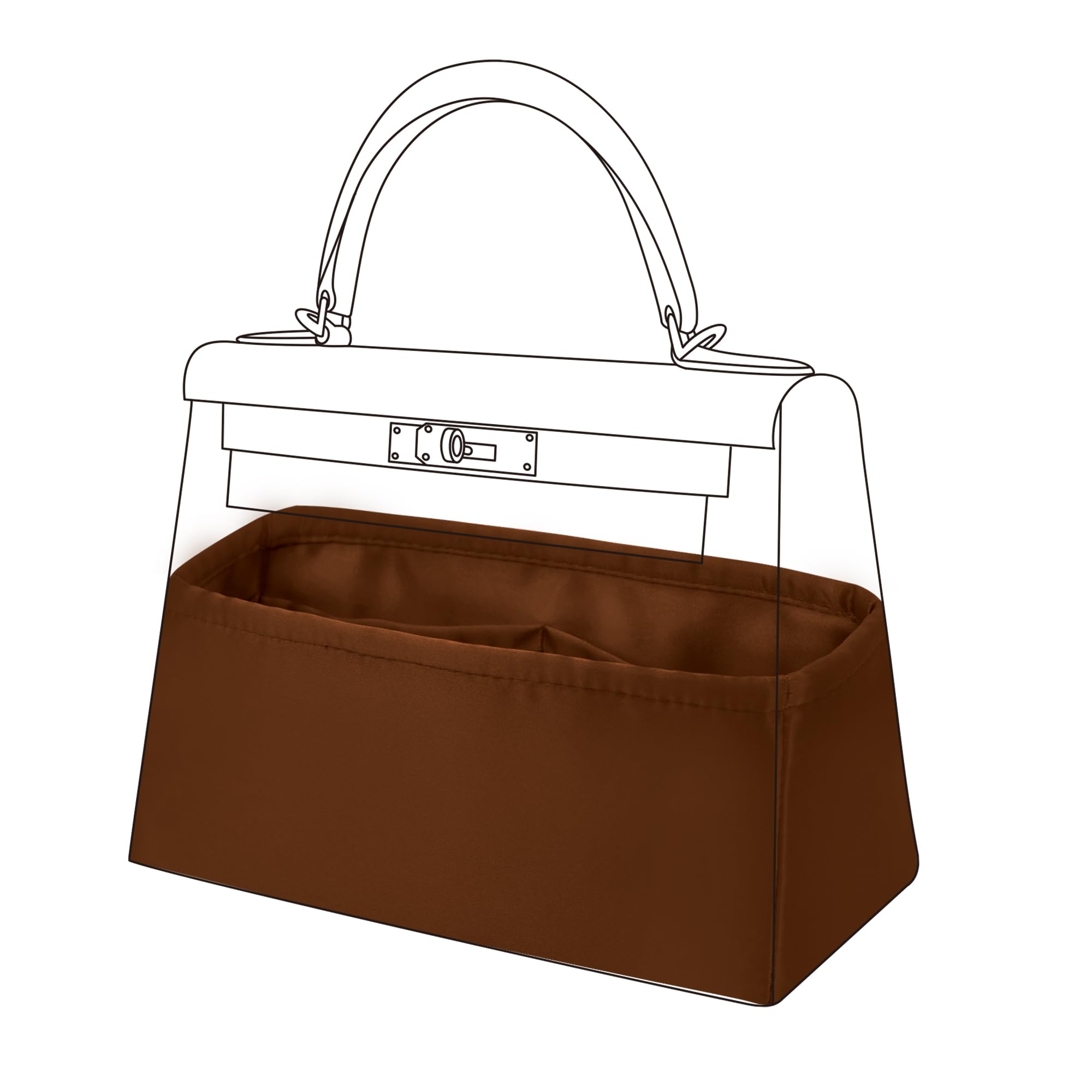 DGAZ Bag Organizer Insert For Kelly pochette/mini II /20/25/28/32/35/40/42/45 Bags, Silk Purse Organizer, Simplicity Handbag & Tote Organizer(Gold,