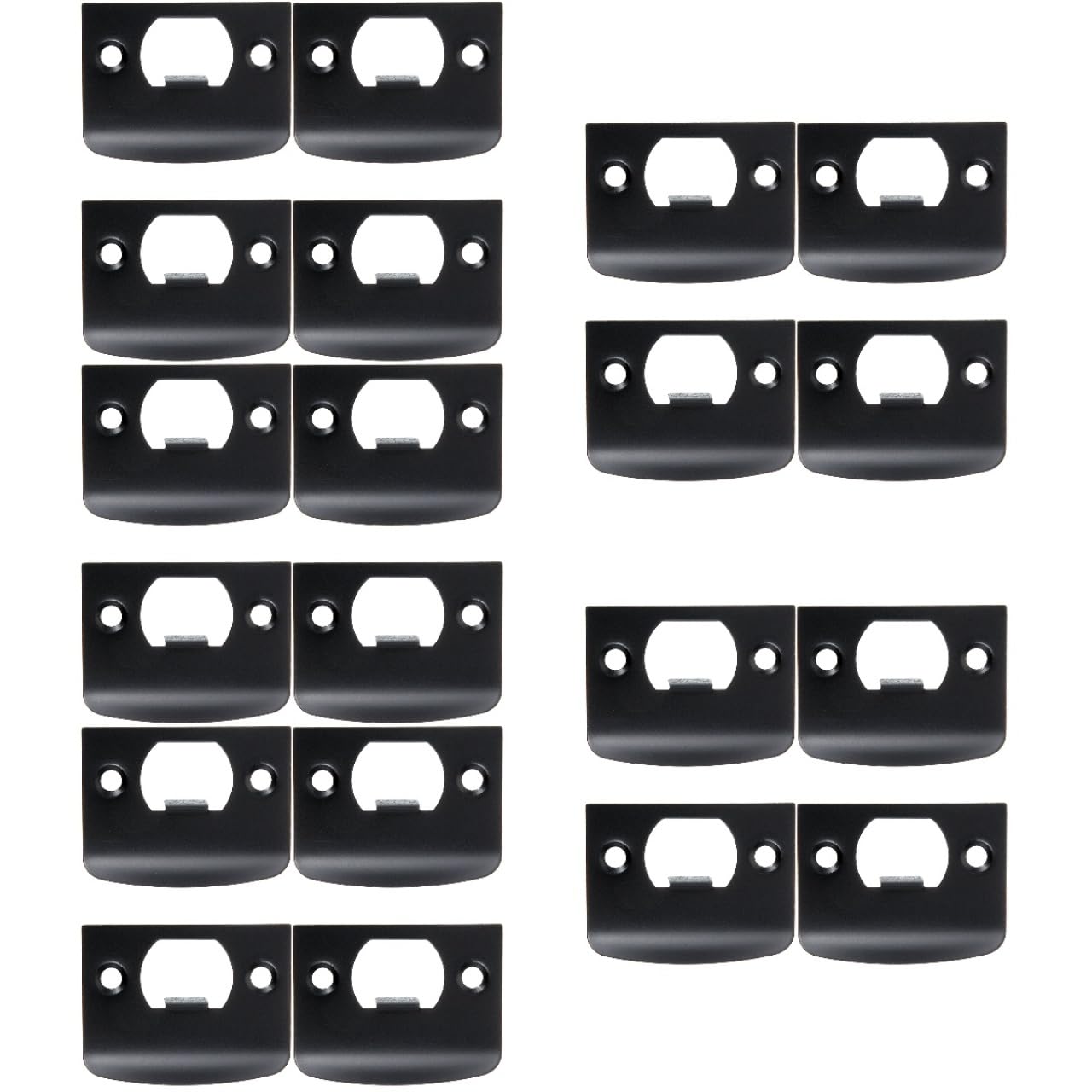 DOITOOL Lot de 20 plaques de gâche de porte noires et noires avec ergots en acier inoxydable, kit de renforcement de porte