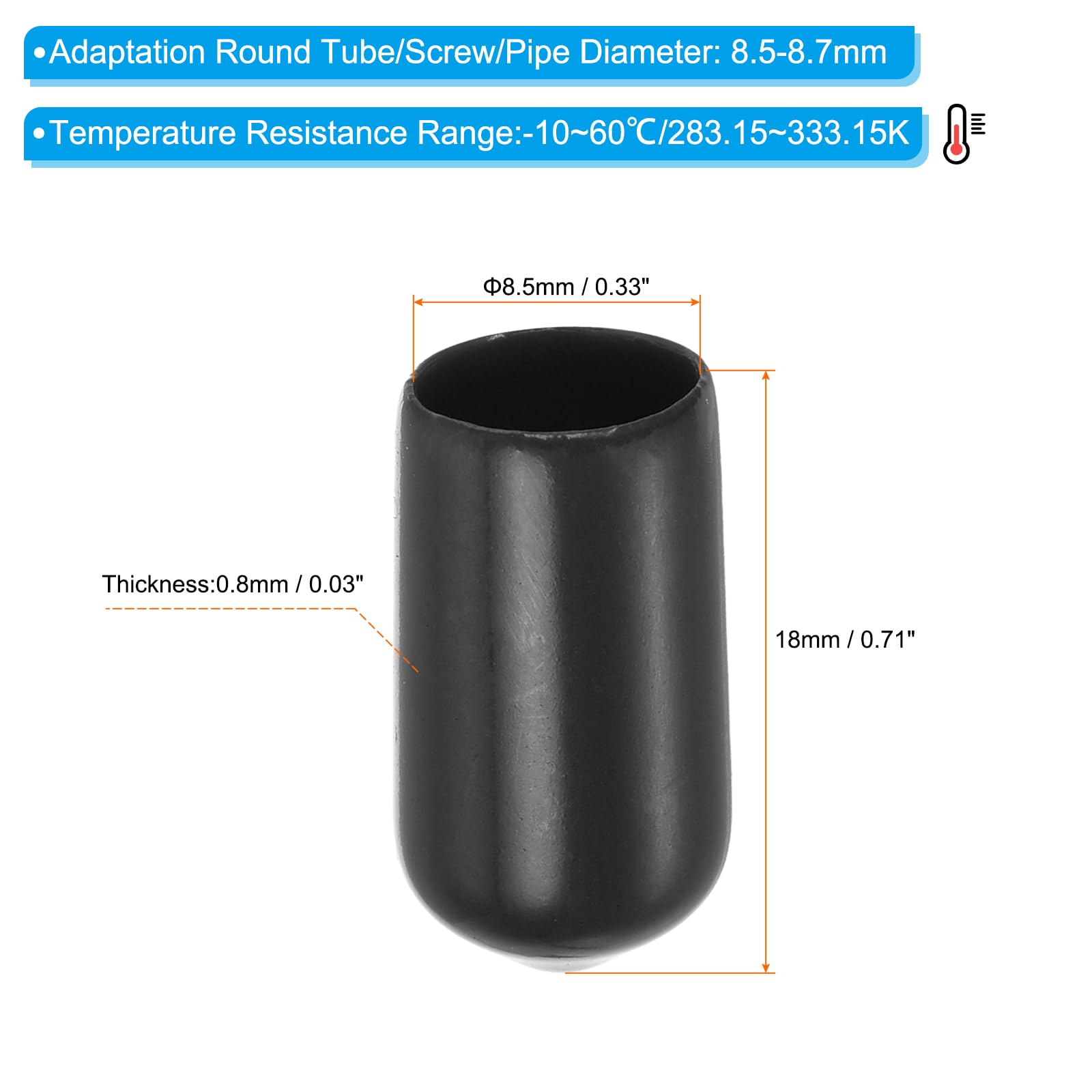 PATIKIL 8.5MM Vinyl Rubber End Caps - Image 2