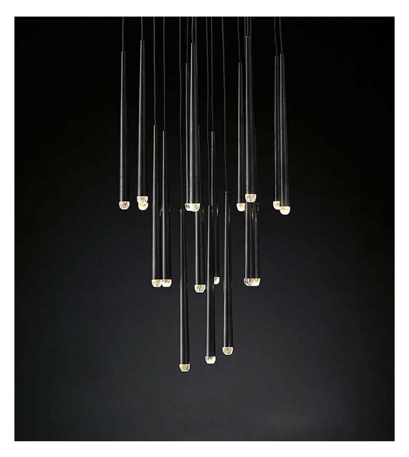 Lampadario Moderno in Cristallo per Sala da Pranzo - Illuminazione per Interni, Bar, casa, Cucina, Scale, lampadario Lungo (Nero, 15 luci)