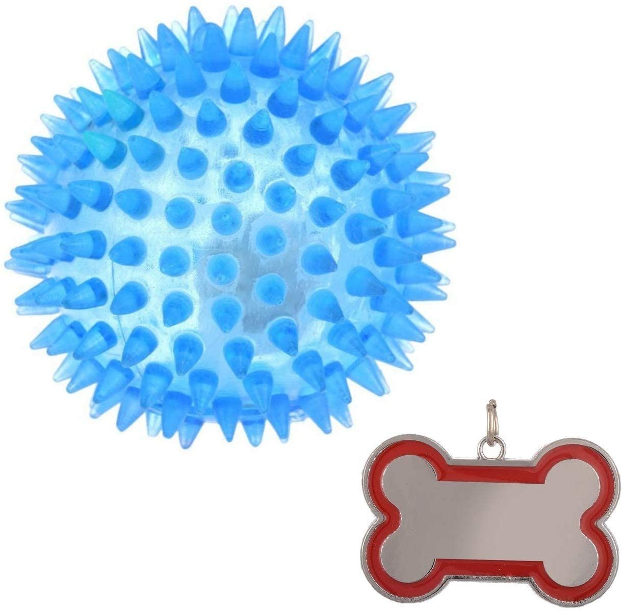 RvPaws LED Light-UP Spike Squeaky Ball with Free Collar Charm for Puppy-Small, Dog Toy Spiked Led Ball Free 1 Tag (B09J29Y5VK) Amazon Price History, Amazon Price Tracker