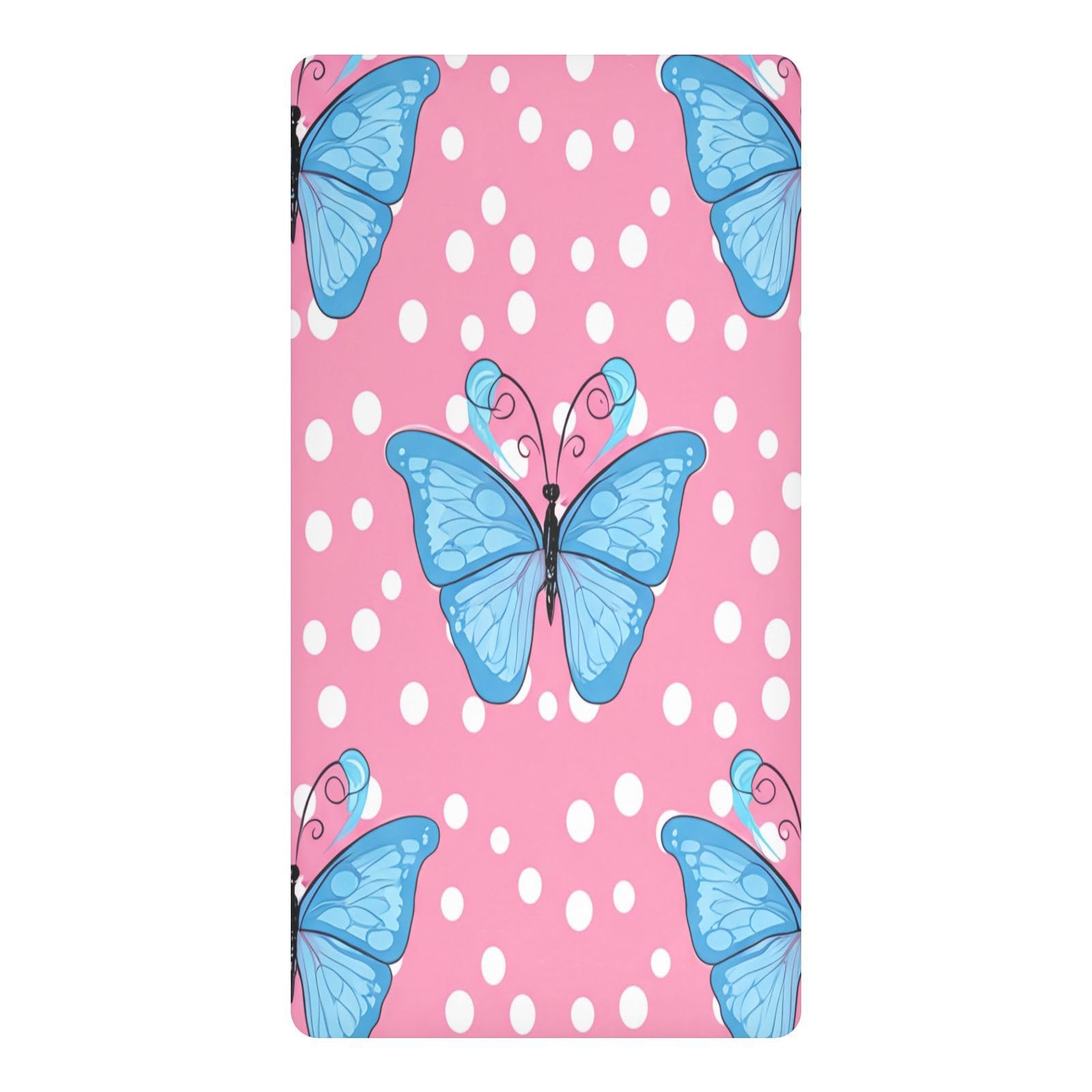 JiangGgen Blue Butterflies Baby Crib Sheet Soft Breathable for Standard Crib-M