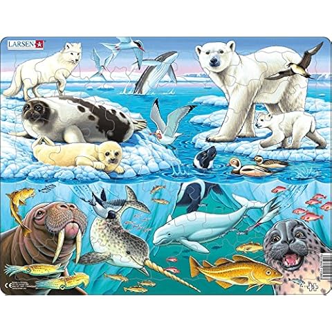 Larsen FH11 Wildlife on and Around an Arctic Iceberg, 75 Piece Boxless Tray & Frame Jigsaw Puzzle Cover