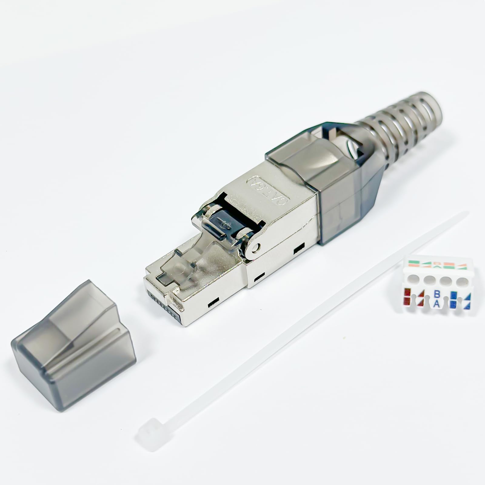HB-DIGITAL 12x RJ45 CAT 6a Enchufe de red contactos chapados en oro Enchufe de crimpado LAN cables de instalación CAT6 CAT5 Sin herramientas Enchufe de Internet DSL sin herramientas Carcasa metálica