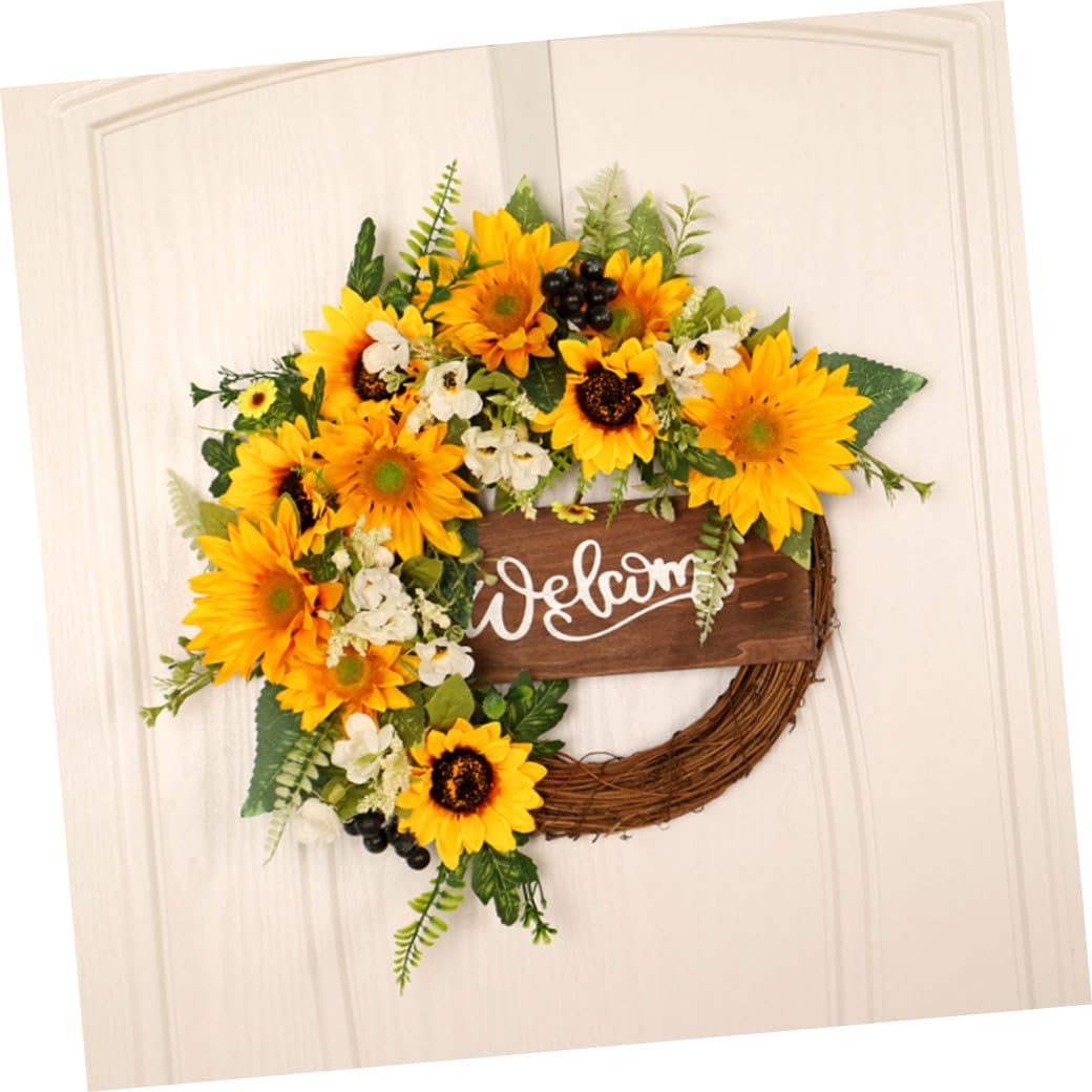 ifundom Guirnalda De Verano De Girasol Porche De De Bienvenida De Girasol De Seda Decoración De La Puerta De Entrada De Otoño De Otoño Miel Boda De Madera