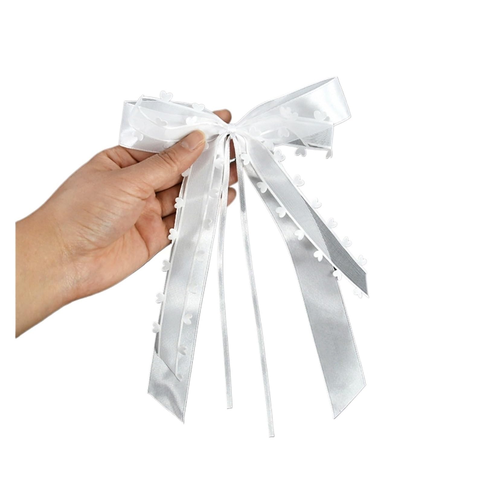50 Fiocchi di Nastro Bianco for schienali sedie da Matrimonio, Maniglie for Portiere Auto, Accenti Bouquet Sposa, Decorazioni for Il ricevimento Addio al Nubilato per Casa