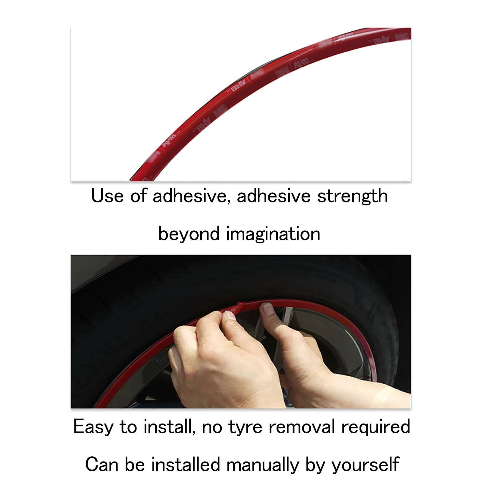 18-Inch Alloy Wheel Hub Protection Rings - Red, Anti-Scratch Rim Guards, 4-Pack With 3M Adhesive, Easy Install