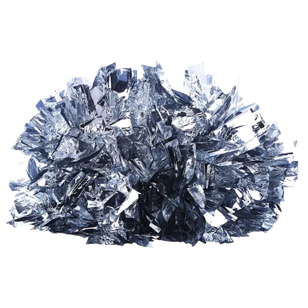 Glitter Metallic Foil Pompoms, Cheerleading Pom Poms Multicolor 6 Pcs(Sliver)