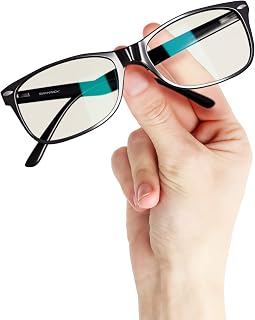 Swanwick Blue Light Blocking Glasses for Women, Men Anti Eyestrain Headache for Computer, Gaming, TV, Phone Screen. Sleep Aid. Classic Day Swannies (Regular, Black)