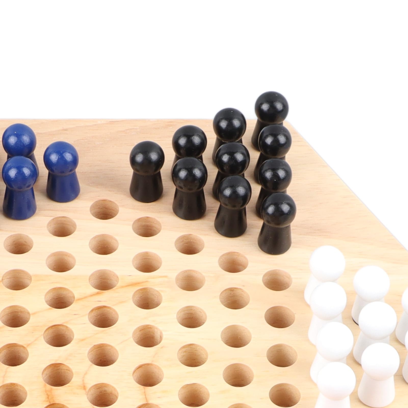 Checkers, Damespiel aus Massivholz mit Holzstiften, Chinesisches Checkers Hölzernes Buntes Brettspiel, Traditionelles sechseckiges chinesisches Familien-Damespielset aus Holz, Strategiespiel