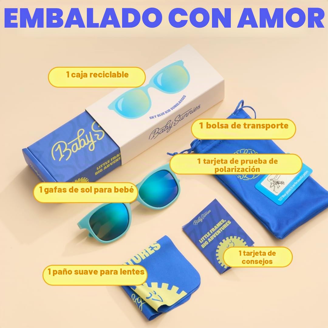 BABY SUNNIES Gafas de sol flexibles para niños de 3 a 8 años, con protección UV al 100% y diseño irrompible