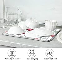 Vista 7 de Watercolor Cherry Polka Dots Dish Drying Mat for Kitchen Countertops Sinks Drying Mat Absorbent Heat Resistant Dishes Drainer Pad 16 x 18 Inch