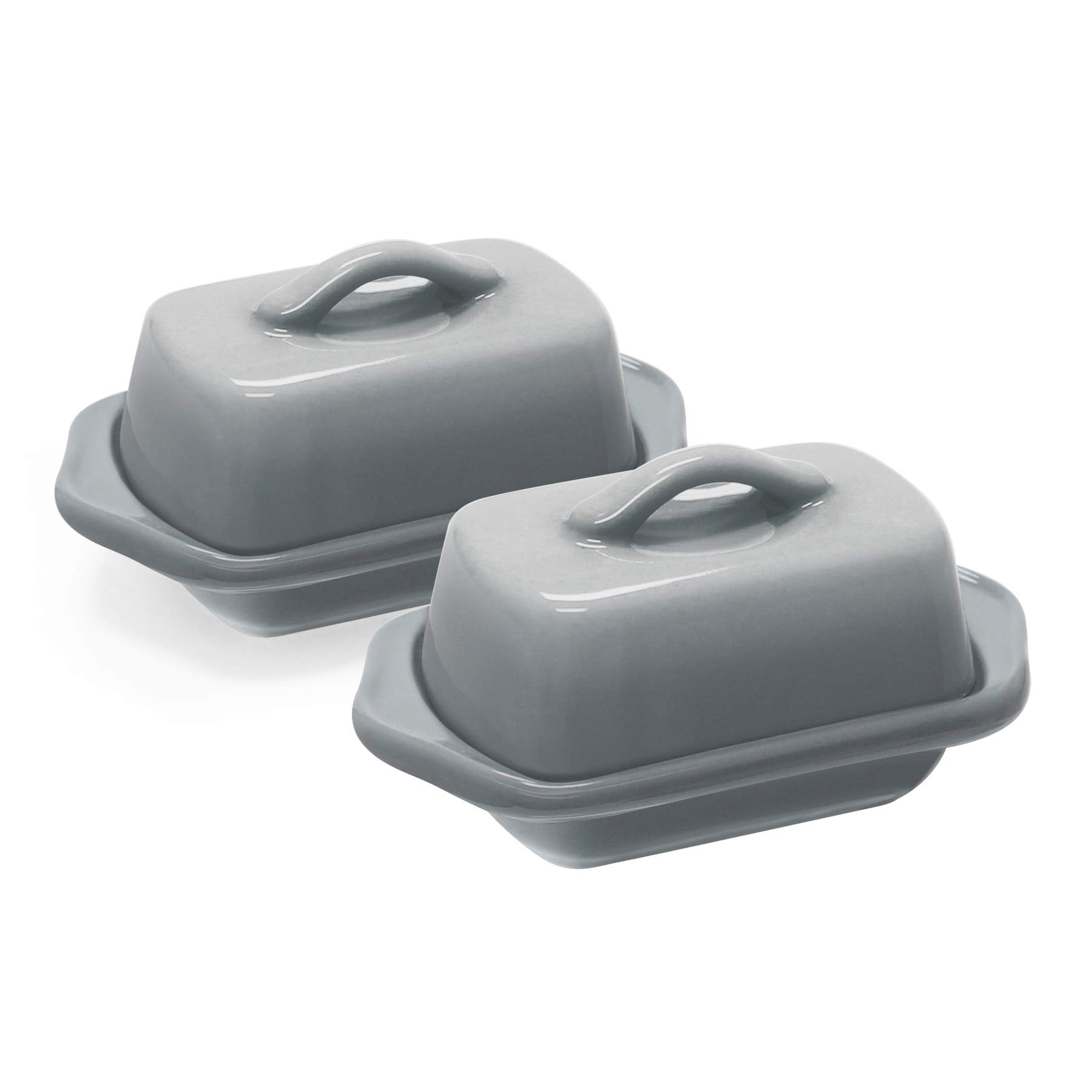 Chantal Lot de 2 mini beurriers en céramique Gris délavé 12,7 cm