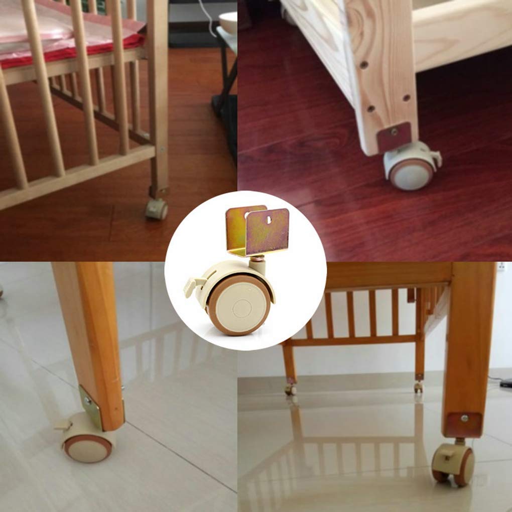 4 Roulettes de Meuble avec Roulettes Pivotantes en Forme de U roues avec Roues de Frein pour Berceaux pour Enfants Silencieuse Convenant au lit de Bébé Roues Pivotantes Roulette Universelle (20mm)