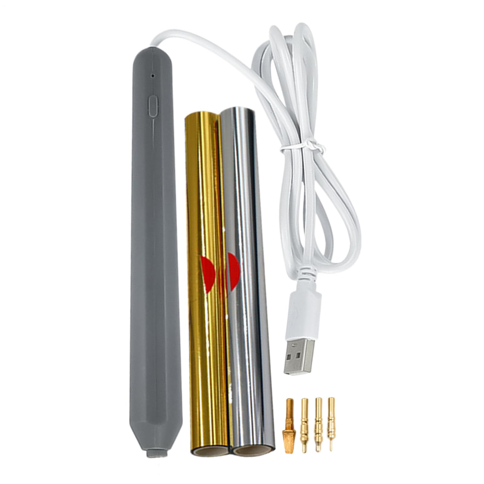 Stylo pour feuille thermique USB avec 4 pointes et 2 rouleaux pour dorure et dessin sur cuir