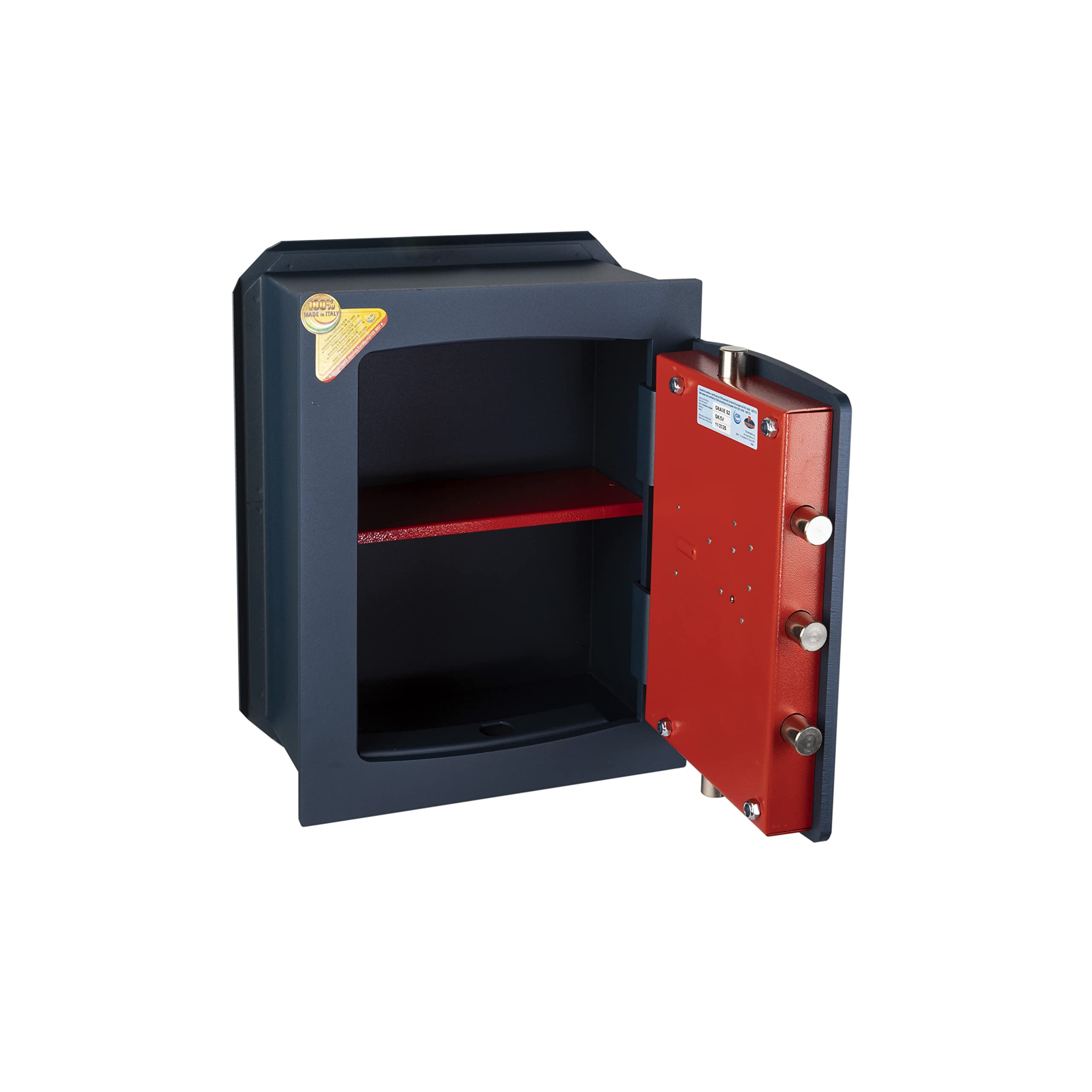 Technomax, Cassaforte a muro, Serie Gold Key modello GK/5V, apertura con chiave a doppia mappa, Dimensioni mm. 420 (H) x 340 (L) x 200 (P)