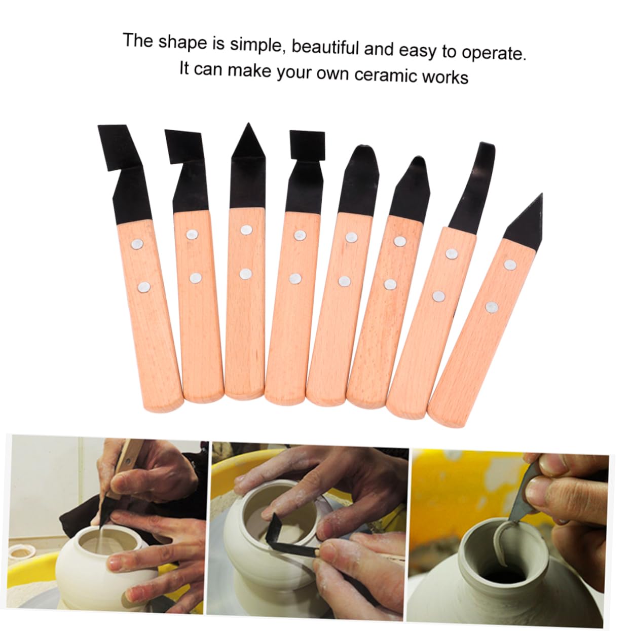 HOMSFOU 8piezas Herramientas Para Modelar Arcilla Acero Inoxidable y Madera Duradero Para Esculpir y Plastilina Cuchillos Talladores Versátiles Para Vaciar y Reparar