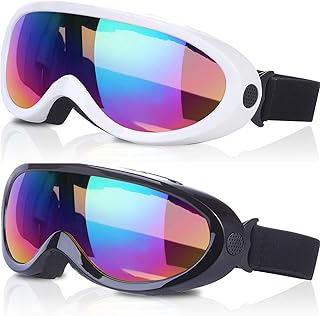 JOWILIN Ski Goggles, 2 Pcs Snowboard Goggles with Adjustable Strap, Anti-Fog and Anti-Glare Ski Glasses for Winter Outdoor...