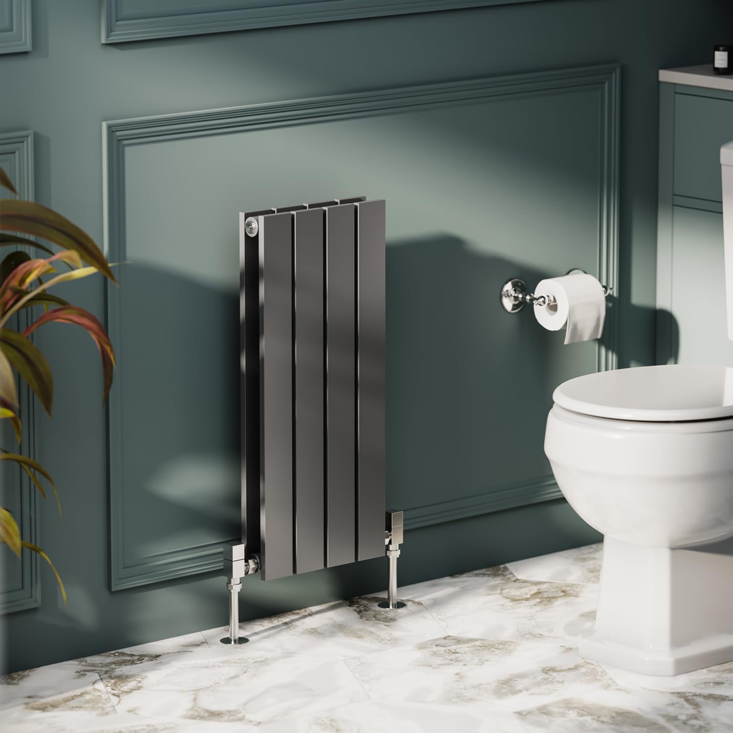 Pinta Compact Horizontal Double Panel Radiator 600 x 272mm Grey Flat Panel Horizontal Wall Mounted Slim Designer Radiator